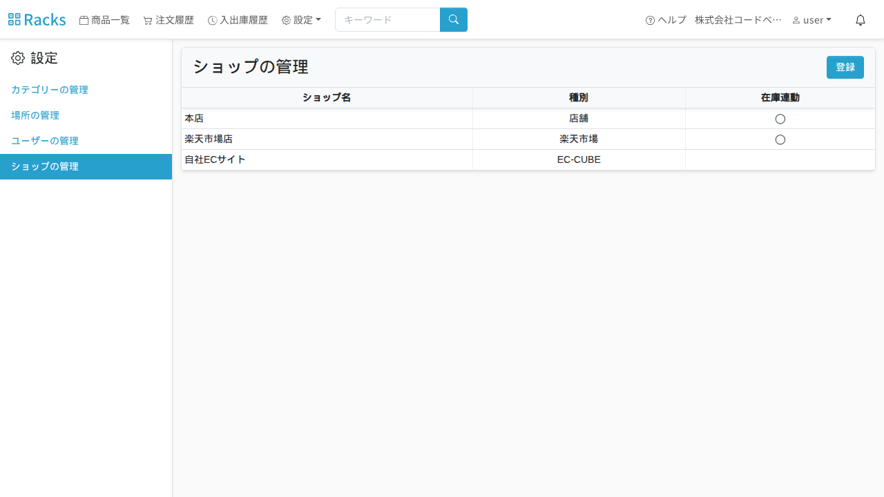 ショップの管理